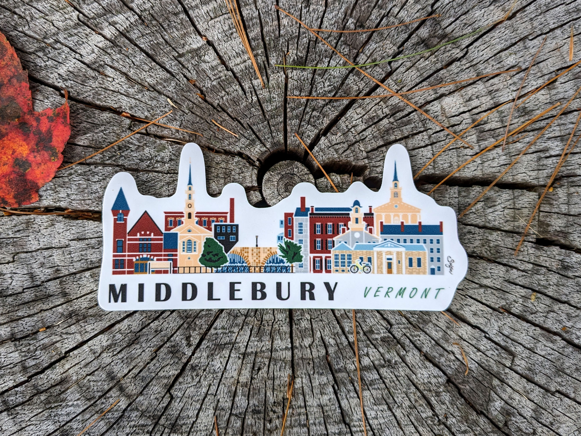 Middlebury Vermont Cityscape | Sticker